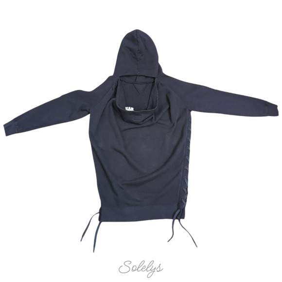 Converse x Faith Connexion Sun Washed Dark Navy Oversized Laced Draped Hoodie - Picture 10 of 11